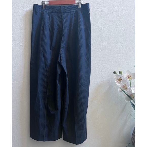 Lucky Brand Cropped Wide Leg Striped Pleated Dress Pant Trouser Women's Size 10 - Picture 3 of 10